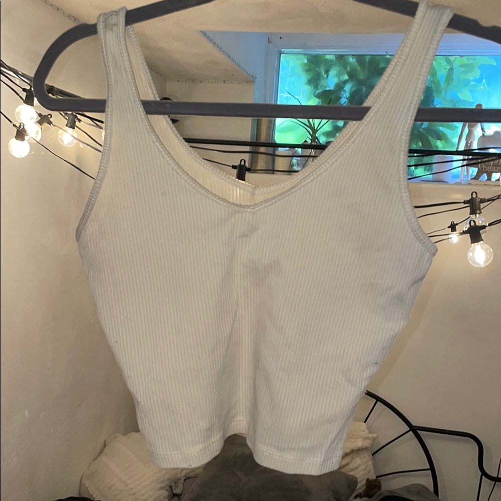 Hollister Light Yellow Fitted Crop Tank Top